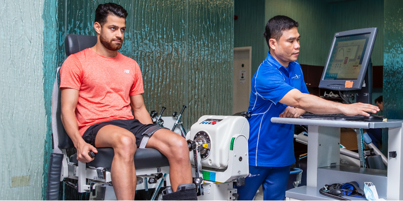 An athlete undergoing a medical check-up