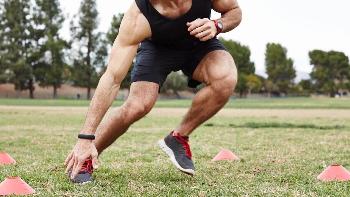 Athlete following a exercise routine