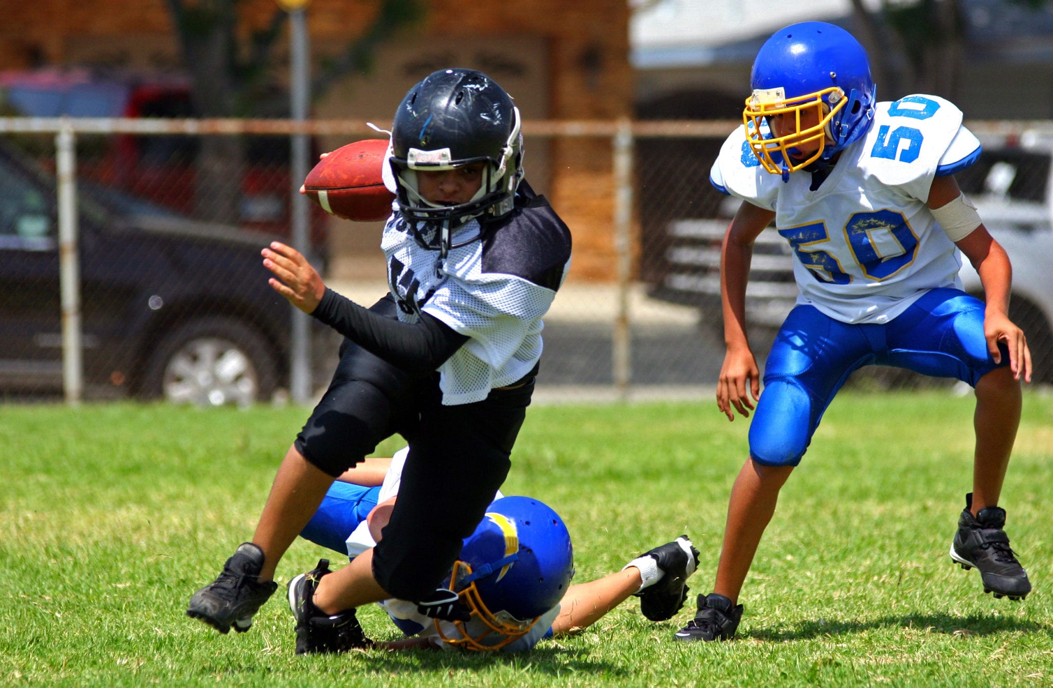Athletes wearing protective sports gear